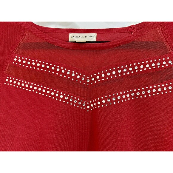 LIKE NEW Crystal Embellished Red Sweater Dress – Size M - Picture 4 of 5